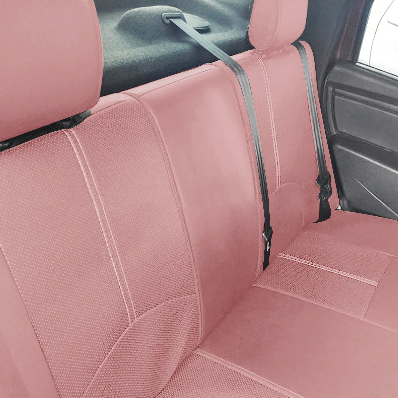 5 Seats PU Leather Car Seat Covers Full Set, Universal Size, Compatible With Airbags, Women & Girly Car Accessories, Pink Color, Waterproof Car Cushion Protector, SN1702
