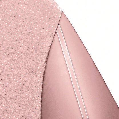 5 Seats PU Leather Car Seat Covers Full Set, Universal Size, Compatible With Airbags, Women & Girly Car Accessories, Pink Color, Waterproof Car Cushion Protector, SN1702