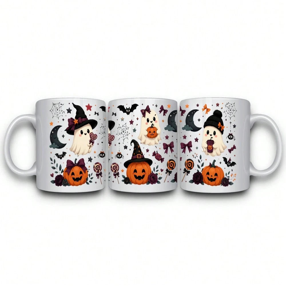 5 Sheets Halloween Cat UV DTF Stickers Design UV DTF Cup Packaging Transfer Waterproof Self-Adhesive Paper For 16oz Glass Mug Water Bottle Cup Practical Wrap, 3d Crystal Label Waterproof And Scratch