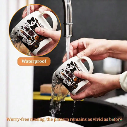 5 Sheets Halloween Cat UV DTF Stickers Design UV DTF Cup Packaging Transfer Waterproof Self-Adhesive Paper For 16oz Glass Mug Water Bottle Cup Practical Wrap, 3d Crystal Label Waterproof And Scratch