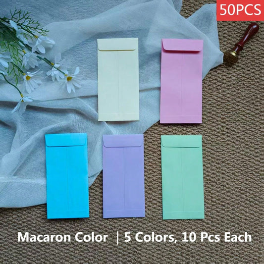 50 Pack Self Sealing Colored Money Envelopes Protection, Colorful Envelopes For Cash, Payroll, Money Saving, Coins, Currency, Macaron Colors Letter For Mailing, Birthday, Party, Friends Gathering, Tha