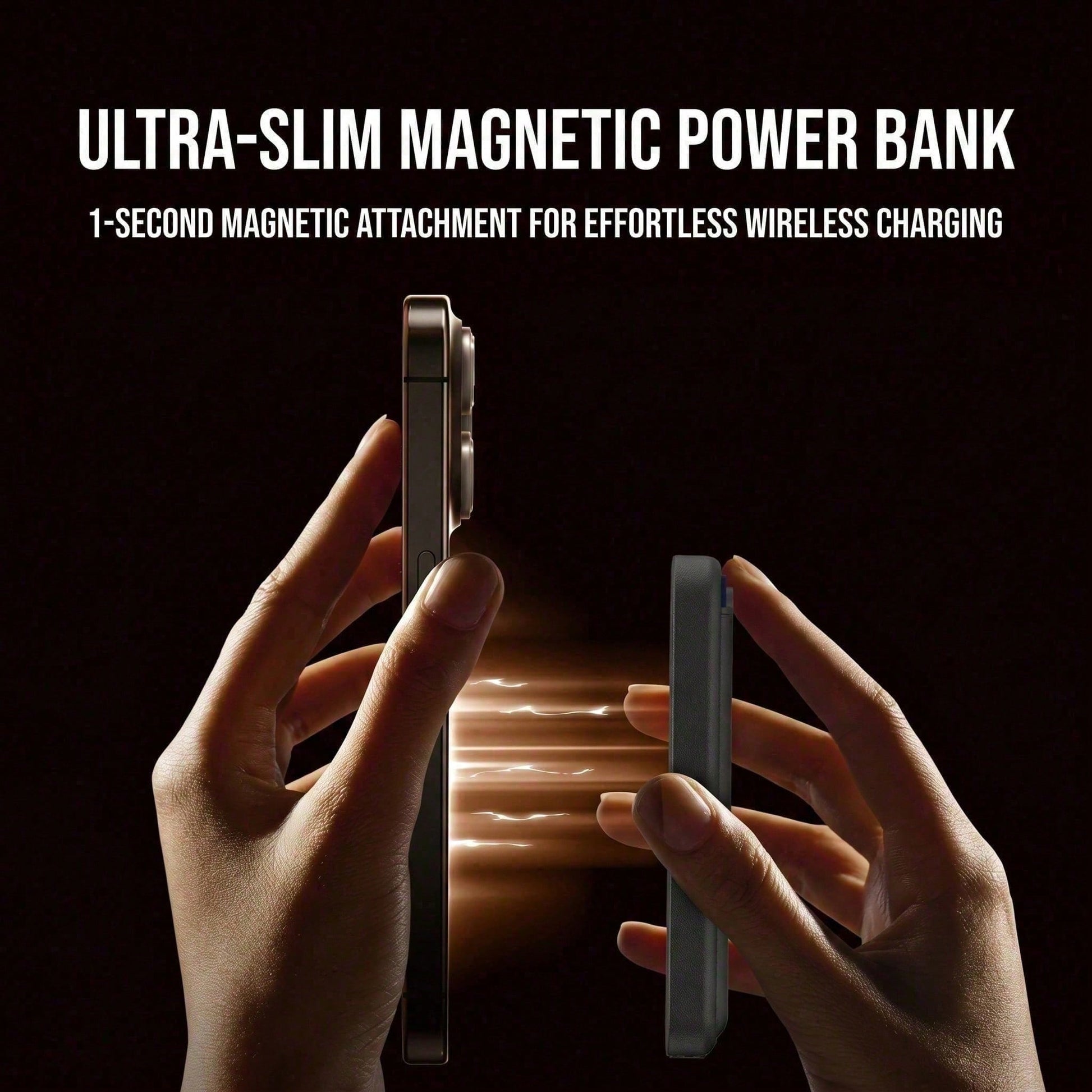 5000mAh Ultra Slim Magnetic Card Holder Power Bank, 15W Wireless & 22.5W Wired Fast Charging Portable Battery Pack, Premium Leather Wallet Design Phone Charger With Secure Card Pocket, Compatible With