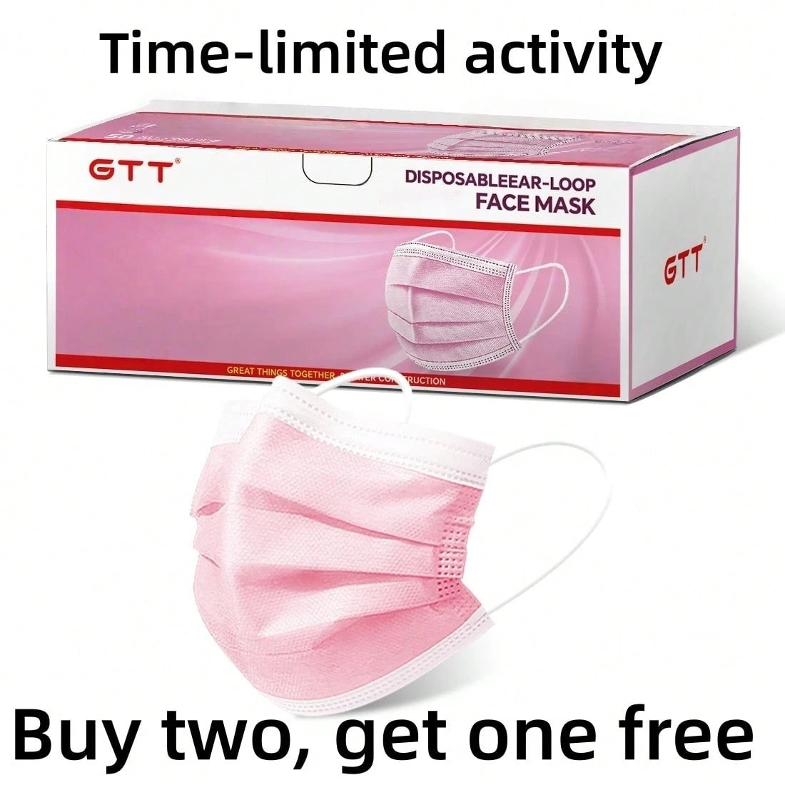 50pcs, Boxed, Disposable Folding Mask, Available In All Seasons, Four Colors, Soft Skin, 3-Layer Mask-Ideal For Family, School, Office And Outdoor!