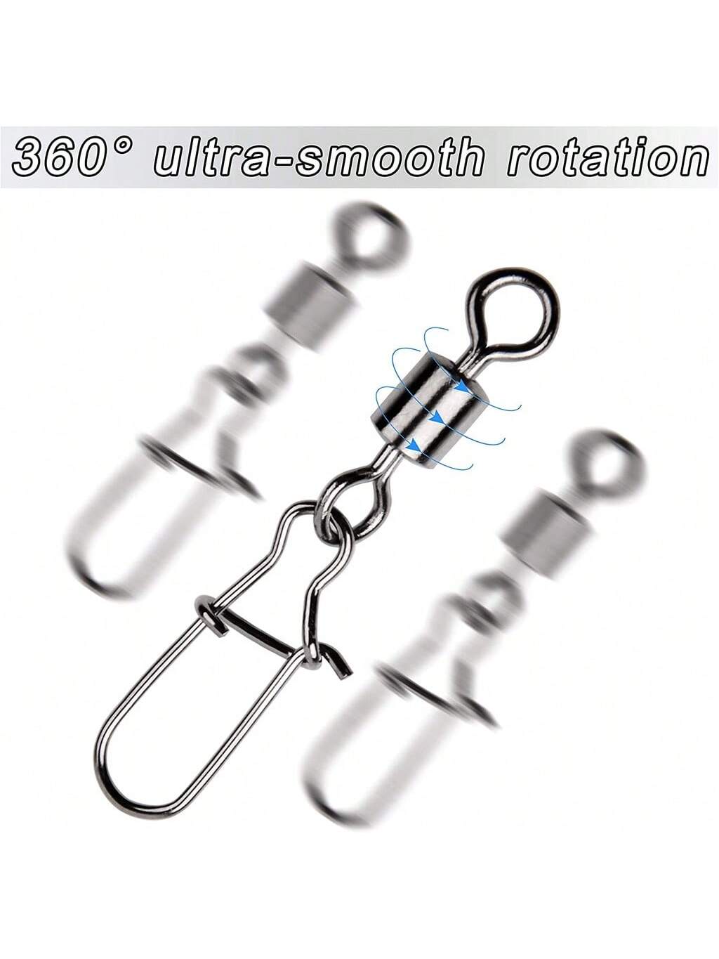 50PCS Fishing Connector Pin Bearing Rolling Swivel Stainless Steel Snap Fishhook Lure Fishing Tackle