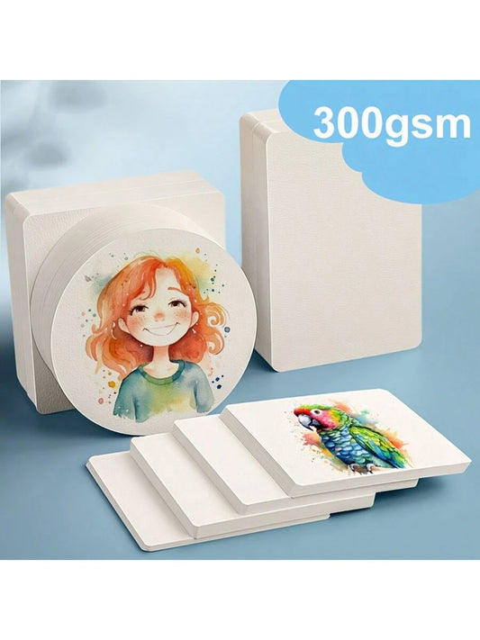 50pcs/Pack 140lb/300gsm Cold Press Watercolor Paper, White Watercolor Paper Suitable For Adult Artists, Can Be Used For Watercolor Painting, Christmas Gifts, Christmas Stocking Stuffers (3.93 X 3.93 I