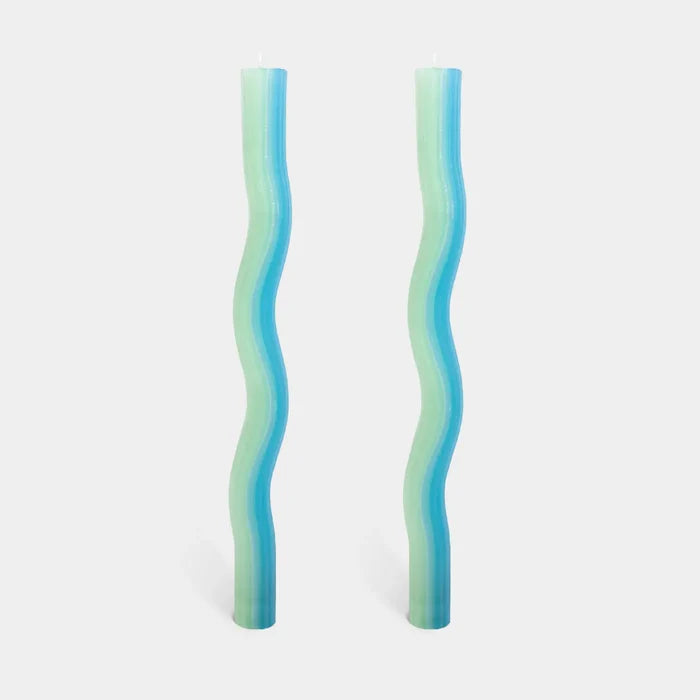 54 Celsius - Wiggle Candles -Mint (2 Pack) - 11" Tapers