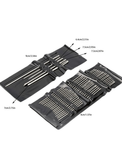 55pcs Stainless Steel Needle, Embroidery Needles For Hand Sewing, Easy Side Threading, Stitching Tools