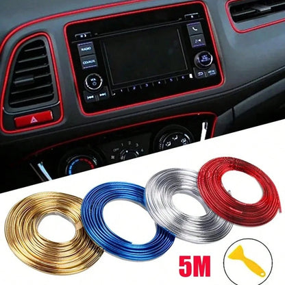 5m Flexible Car Decorative Strip Interior Trim Cover Strip Dashboard Door Edge Car Styling Universal