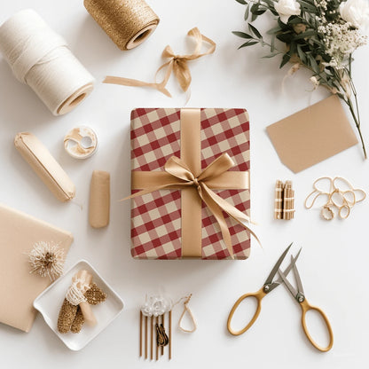 5m Roll Wrapping Paper, Red Plaid Single-Sided Pattern, Kraft Paper 43cm X 500cm, Thickened Gift Wrapping Paper DIY, Suitable For Christmas Gifts, New Year Gifts, Birthday Gifts, Girlfriend Parties, G