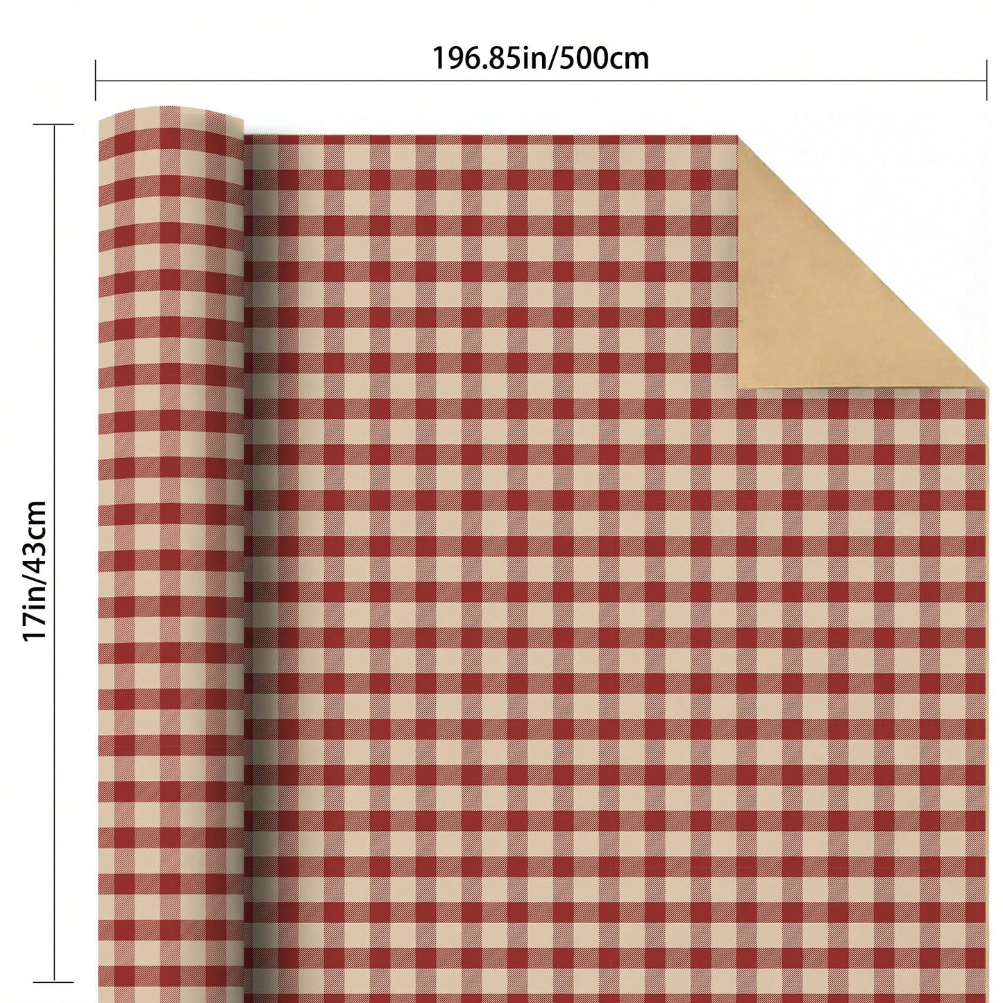 5m Roll Wrapping Paper, Red Plaid Single-Sided Pattern, Kraft Paper 43cm X 500cm, Thickened Gift Wrapping Paper DIY, Suitable For Christmas Gifts, New Year Gifts, Birthday Gifts, Girlfriend Parties, G