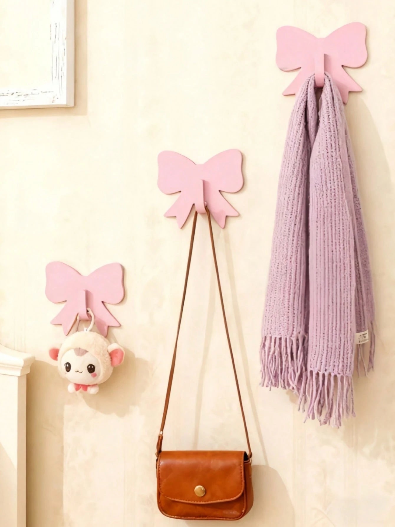 5pcs/10pcs/30PCS/Pack No-Drill Adhesive Bow-Shaped Hooks, Baby Room Wall Storage, Suitable For Living Room And Bedroom Wall Storage