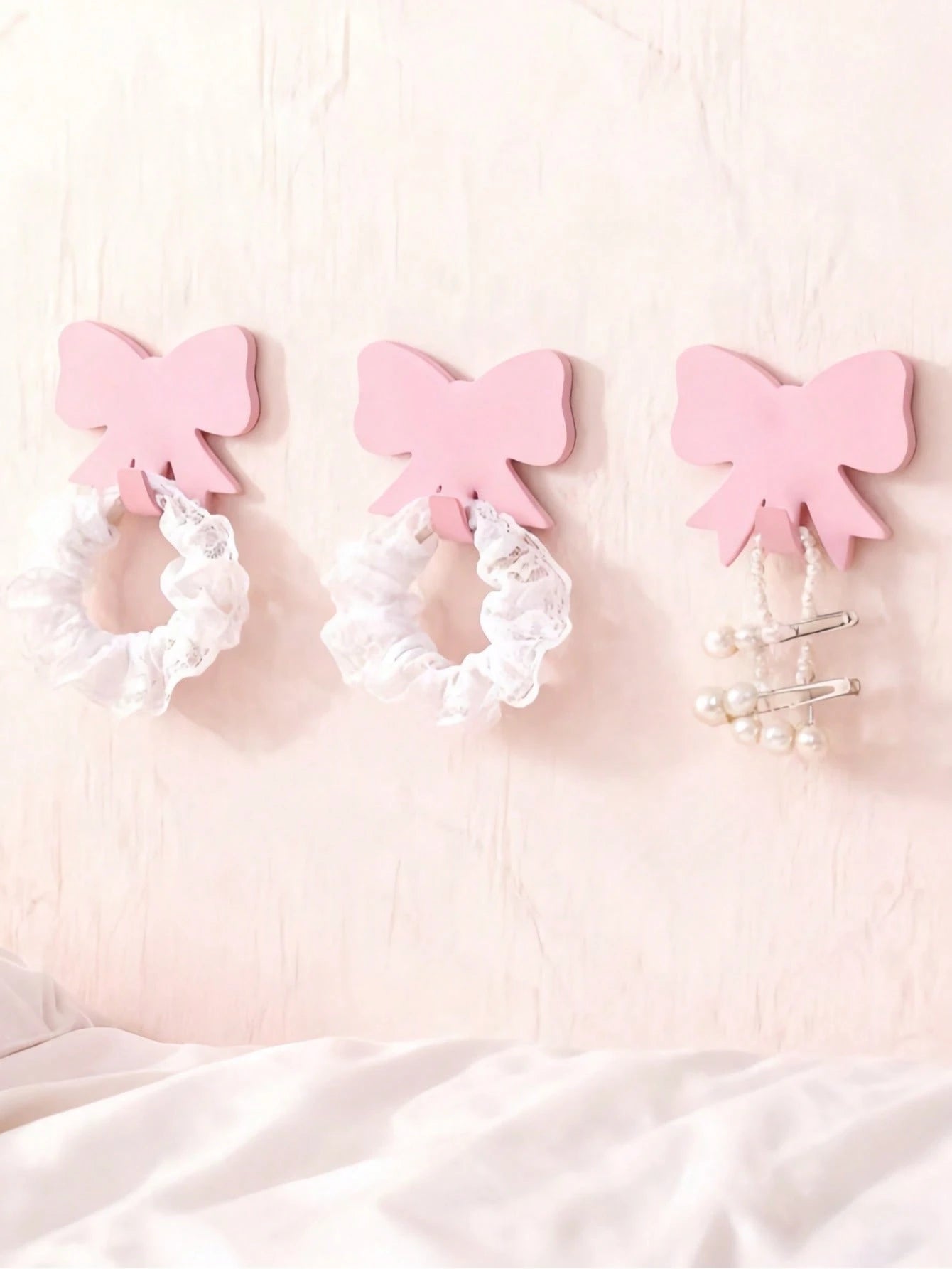 5pcs/10pcs/30PCS/Pack No-Drill Adhesive Bow-Shaped Hooks, Baby Room Wall Storage, Suitable For Living Room And Bedroom Wall Storage