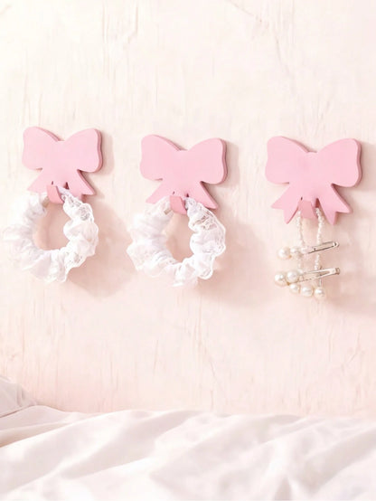 5pcs/10pcs/30PCS/Pack No-Drill Adhesive Bow-Shaped Hooks, Baby Room Wall Storage, Suitable For Living Room And Bedroom Wall Storage
