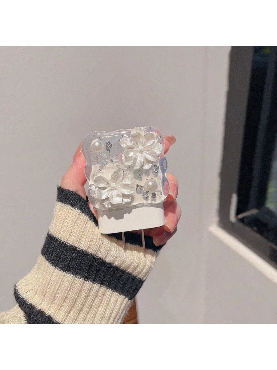 5pcs Cherry Flower Charging Protector Compatible With Iphone 14 Pro Max, Data Cable Winder, 18/20W Fast Charger Bend-Proof Wrap, Gift For Boyfriend/Girlfriend Cable Protector, Charger Protector