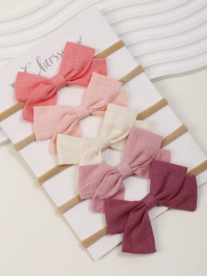 5pcs/Set Popular Cross-Border Baby Bowknot Fine Hair Band (Excluding Paper Card) Love Valentine