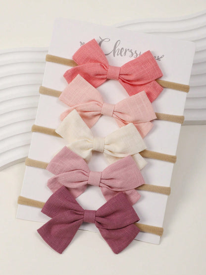 5pcs/Set Popular Cross-Border Baby Bowknot Fine Hair Band (Excluding Paper Card) Love Valentine