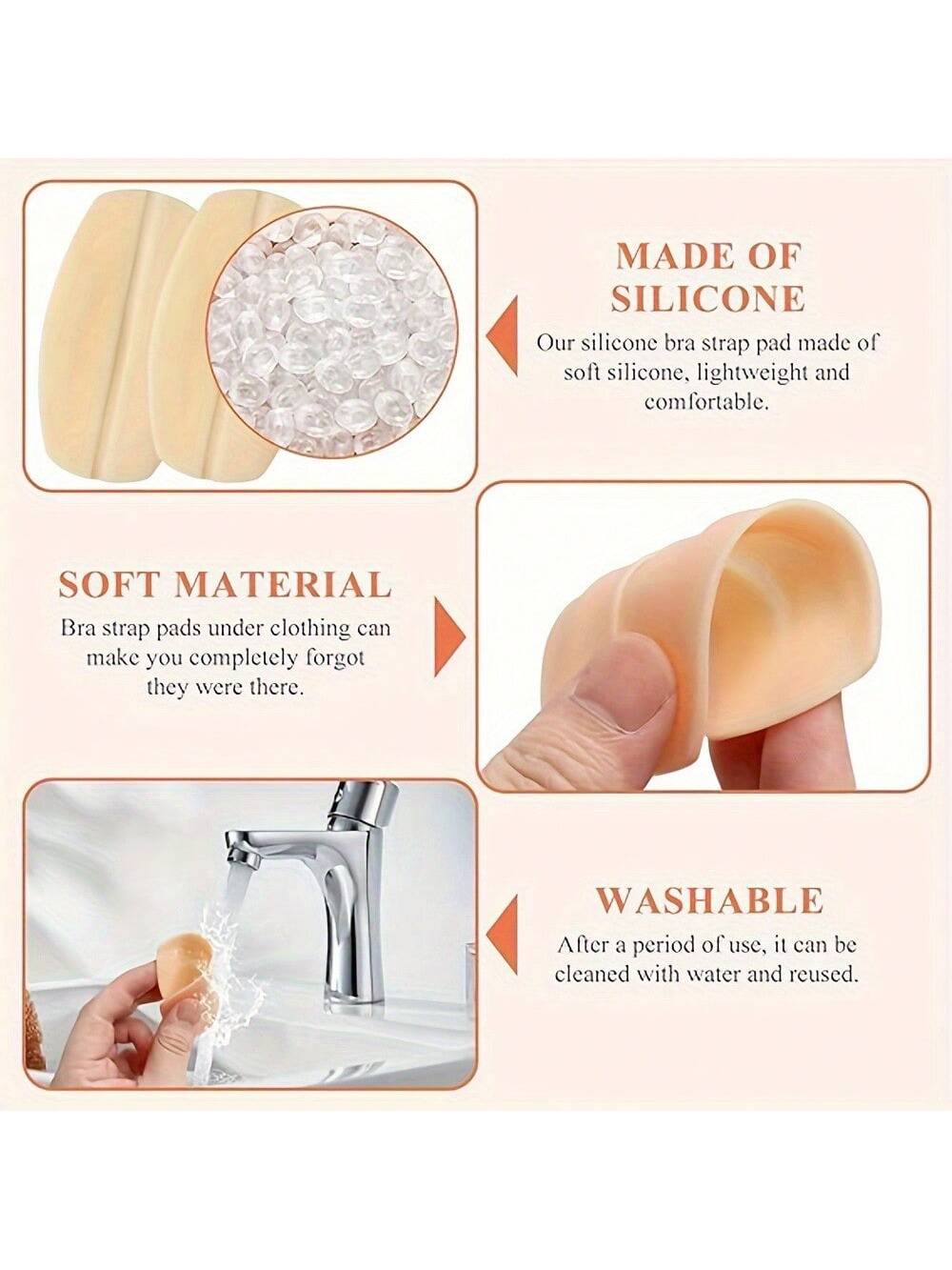 6/4/3/2pcs Silicone Shoulder Strap Anti-Slip Pads[Nude+White+Black]Bra Strap Anti-Slip Pads, Anti-Slip Shoulder Pads, Invisible Silicone Shoulder Pads, Soft Anti-Slip Seamless Bra Strap Pads, Women's