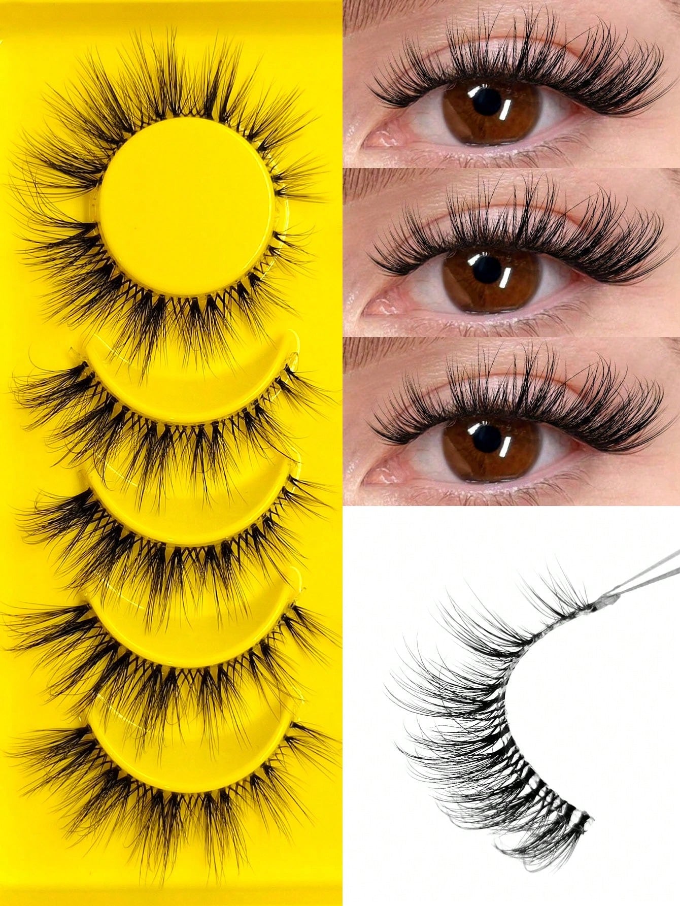 6 Pairs Cat Eye False Eyelashes- Lightweight & Fluffy Faux Mink Lashes, Transparent Lash Band, Natural Look, Reusable, Suitable For Beginners, Comfortable Cartoon Style Lashes, Suitable For Daily Mak