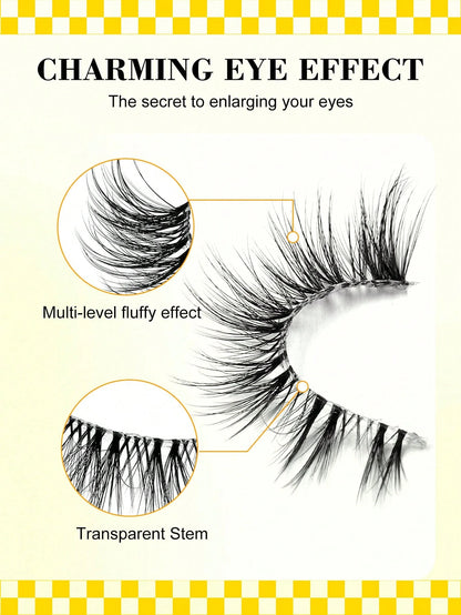 6 Pairs Cat Eye False Eyelashes- Lightweight & Fluffy Faux Mink Lashes, Transparent Lash Band, Natural Look, Reusable, Suitable For Beginners, Comfortable Cartoon Style Lashes, Suitable For Daily Mak