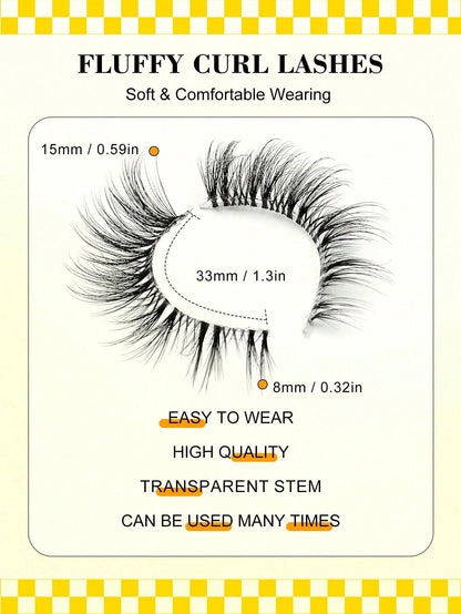 6 Pairs Cat Eye False Eyelashes- Lightweight & Fluffy Faux Mink Lashes, Transparent Lash Band, Natural Look, Reusable, Suitable For Beginners, Comfortable Cartoon Style Lashes, Suitable For Daily Mak