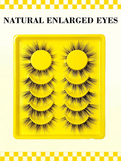 6 Pairs Cat Eye False Eyelashes- Lightweight & Fluffy Faux Mink Lashes, Transparent Lash Band, Natural Look, Reusable, Suitable For Beginners, Comfortable Cartoon Style Lashes, Suitable For Daily Mak