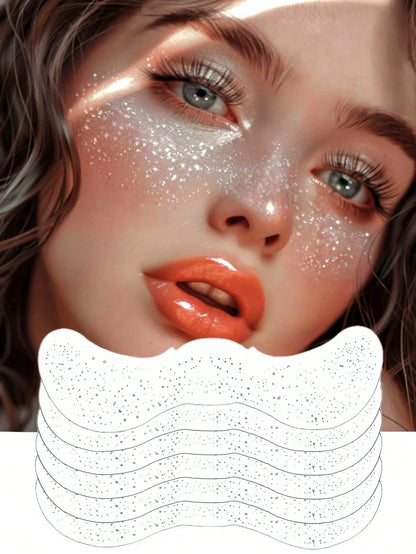 6 Sheets Glitter Freckles Silver Sparkle Freckles For Women Glitter Freckles Face Tattoo Waterproof Suitable For Summer Dance Music Party Makeup Valentine Day Easter Accessories