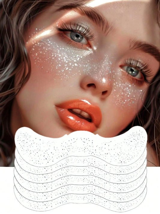 6 Sheets Glitter Freckles Silver Sparkle Freckles For Women Glitter Freckles Face Tattoo Waterproof Suitable For Summer Dance Music Party Makeup Valentine Day Easter Accessories