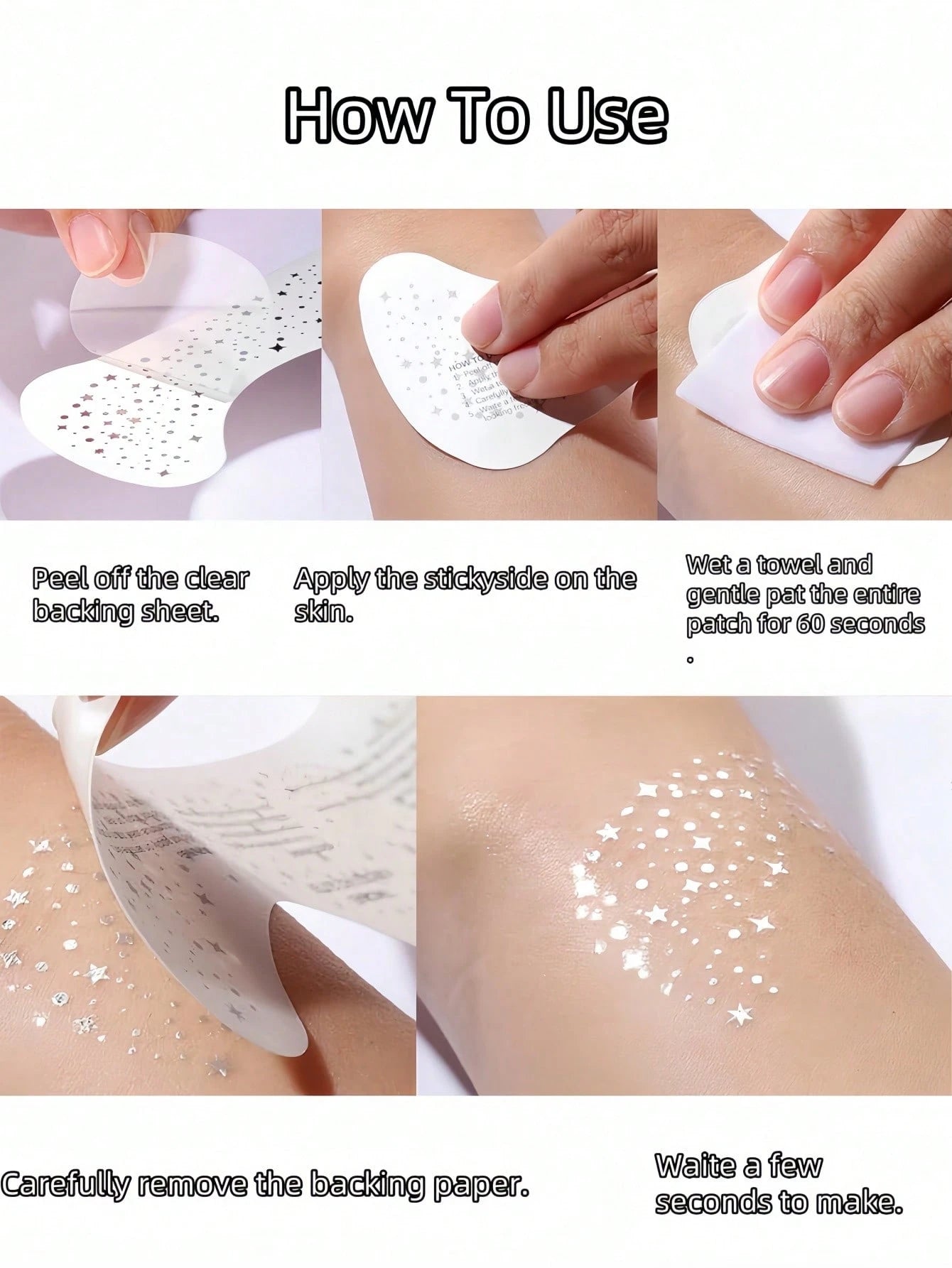 6 Sheets Glitter Freckles Silver Sparkle Freckles For Women Glitter Freckles Face Tattoo Waterproof Suitable For Summer Dance Music Party Makeup Valentine Day Easter Accessories