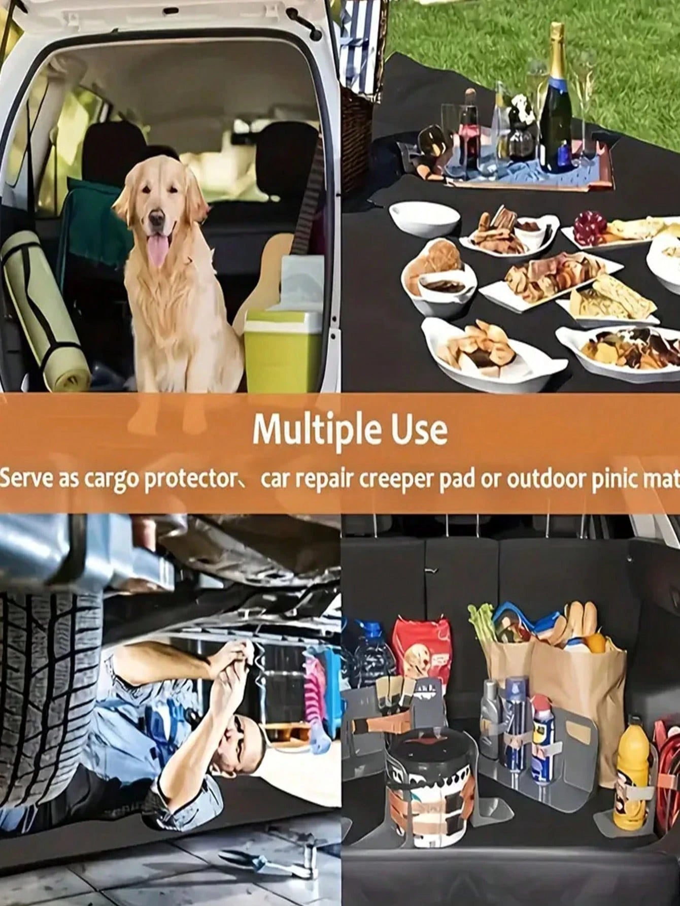 6-Sided Waterproof, Dustproof, Scratch-Resistant Car Trunk Mat- Suitable For SUVs, Sedans And Hatchbacks- Non-Slip Base, Durable And Easy To Clean And Maintain