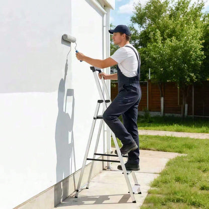 6-Step Ladder, 330-Pound Folding Step Stool, Anti-Slip Wide Step Handrail, Aluminum Step Ladder