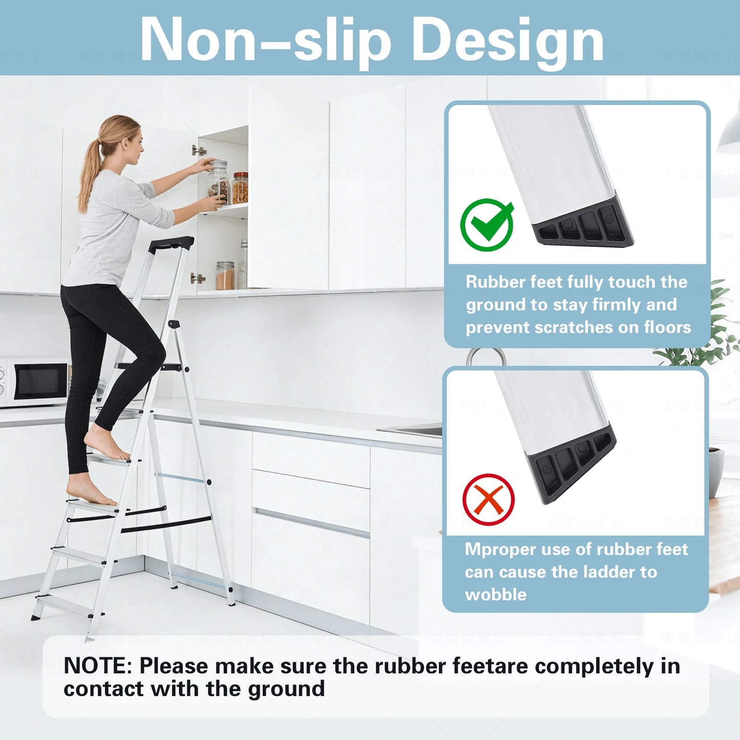 6-Step Ladder, 330-Pound Folding Step Stool, Anti-Slip Wide Step Handrail, Aluminum Step Ladder