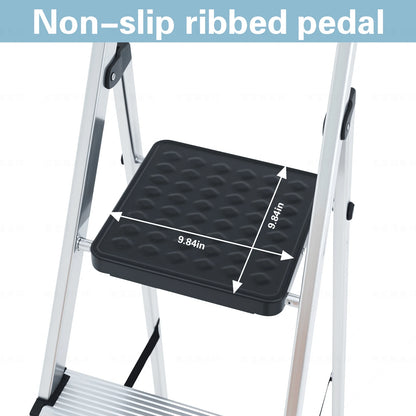 6-Step Ladder, 330-Pound Folding Step Stool, Anti-Slip Wide Step Handrail, Aluminum Step Ladder