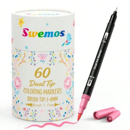 60 Markers For Adult Coloring Books No Bleeding Fine And Brush Tip Markers Coloring Markers Suitable For Coloring Books Note Taking Planner Hand Lettering Calligraphy Drawing Journaling Sketching