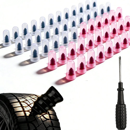 60 Pcs Tire Repair Screws, Tire Patch Kit, Screw In Tire Plugs,Quick Tool Tire Plugs, Self Service Tire Repair Rubber Nail Kit For Patching Punctures In Vacuum Tires Of Cars, Motorcycles(60)