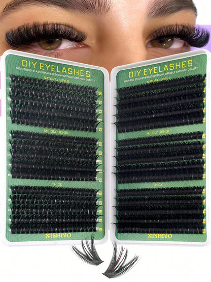 600/570/300/290/270pcs DD Curl Individual False Eyelashes, High Volume Lash Book, Beginner-Friendly, Soft & Fluffy, Creates Natural Look, Easy DIY Segmented False Lashes At Home, Long-Lasting & Dense