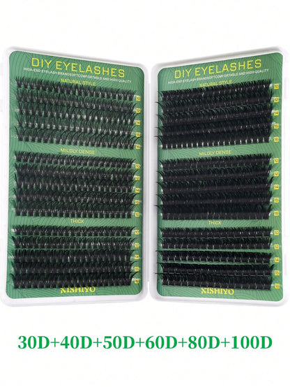 600/570/300/290/270pcs DD Curl Individual False Eyelashes, High Volume Lash Book, Beginner-Friendly, Soft & Fluffy, Creates Natural Look, Easy DIY Segmented False Lashes At Home, Long-Lasting & Dense