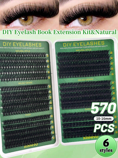 600/570/300/290/270pcs DD Curl Individual False Eyelashes, High Volume Lash Book, Beginner-Friendly, Soft & Fluffy, Creates Natural Look, Easy DIY Segmented False Lashes At Home, Long-Lasting & Dense