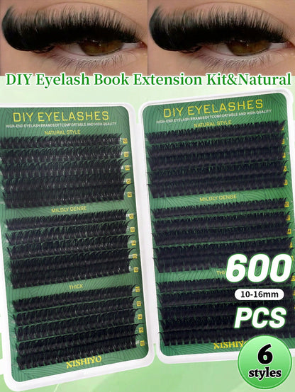 600/570/300/290/270pcs DD Curl Individual False Eyelashes, High Volume Lash Book, Beginner-Friendly, Soft & Fluffy, Creates Natural Look, Easy DIY Segmented False Lashes At Home, Long-Lasting & Dense
