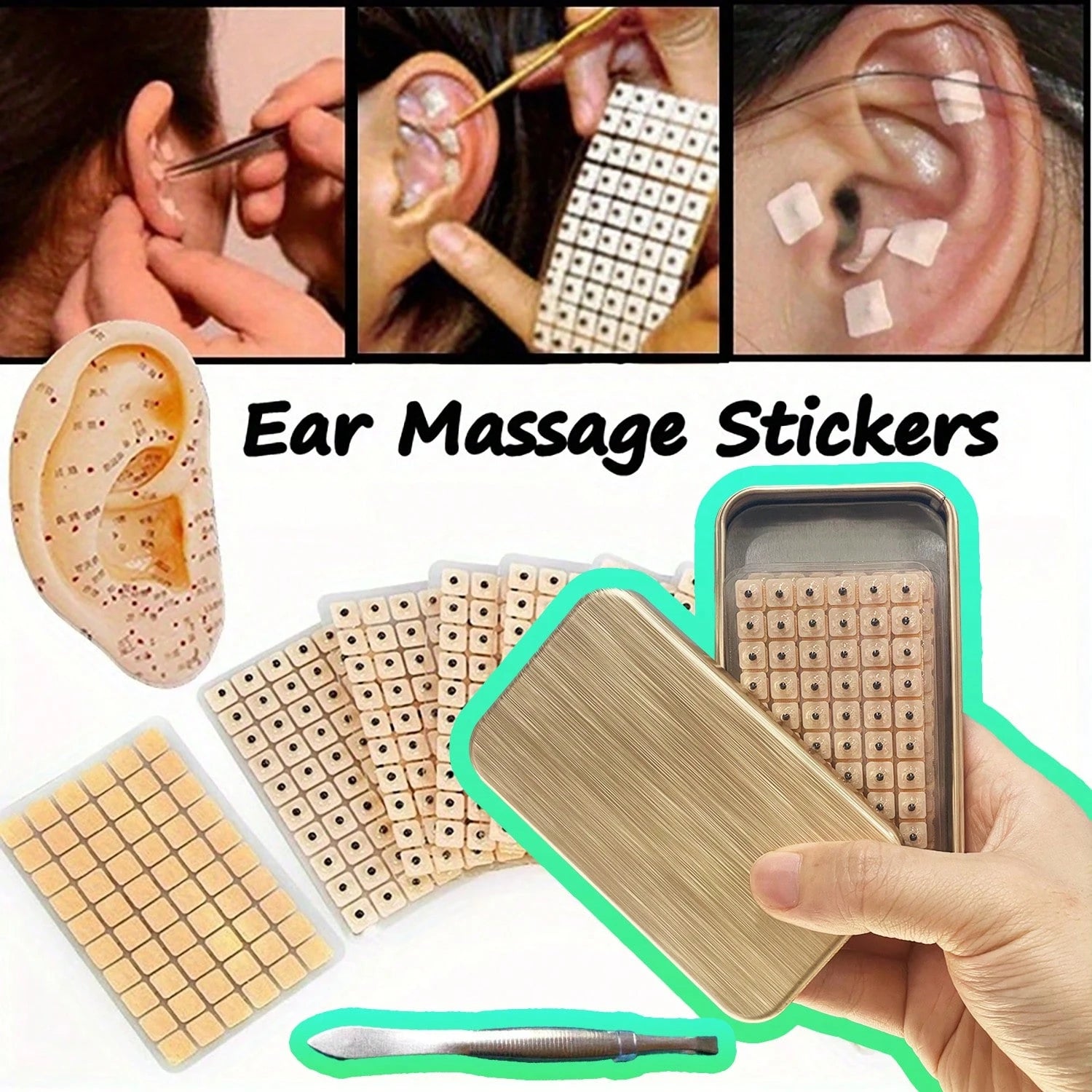 600pcs/Bag Relaxation Ears Stickers Ear Vaccaria Seeds Patches Ear Massage Press Seeds Health Care