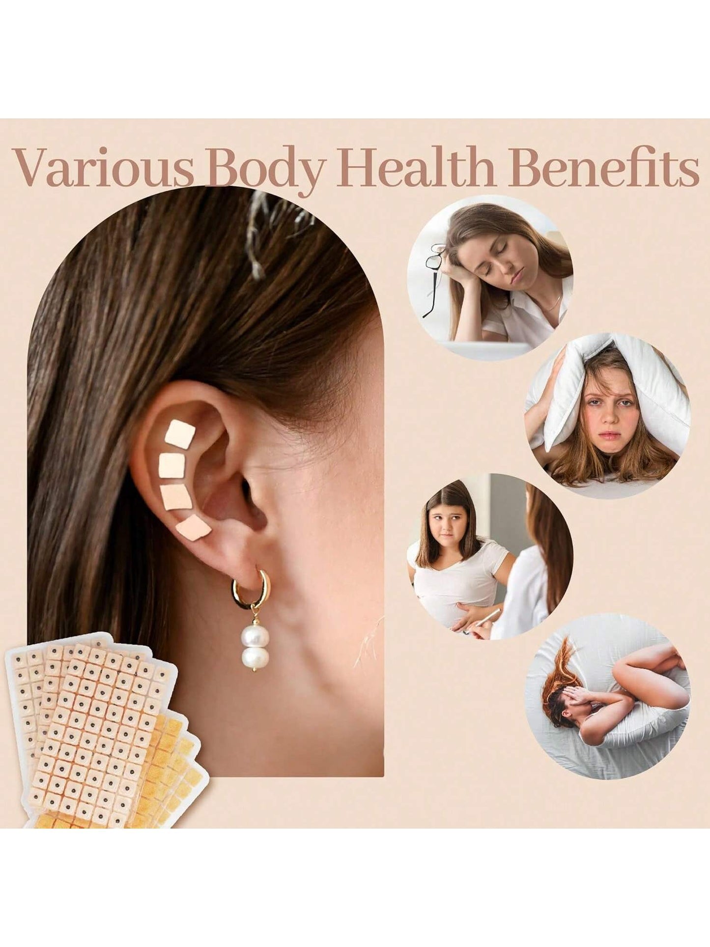 600pcs/Bag Relaxation Ears Stickers Ear Vaccaria Seeds Patches Ear Massage Press Seeds Health Care