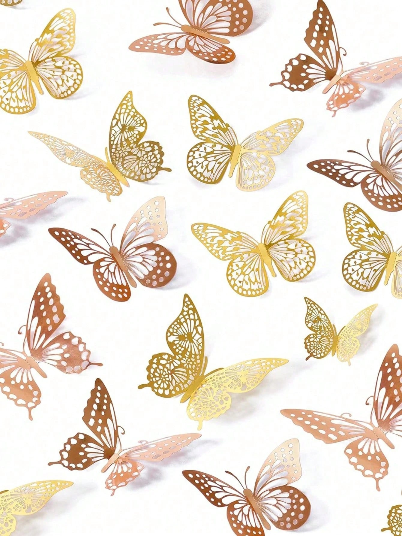 60pcs 3D Butterfly Wall Stickers, 4 Styles, 3 Sizes, Butterfly Birthday Decoration, Butterfly Party Decoration, Cake Decoration, Baby Room Decoration, Removable Stickers (Laser Engraved)