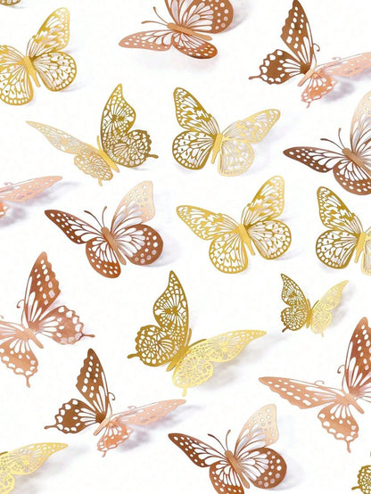 60pcs 3D Butterfly Wall Stickers, 4 Styles, 3 Sizes, Butterfly Birthday Decoration, Butterfly Party Decoration, Cake Decoration, Baby Room Decoration, Removable Stickers (Laser Engraved)