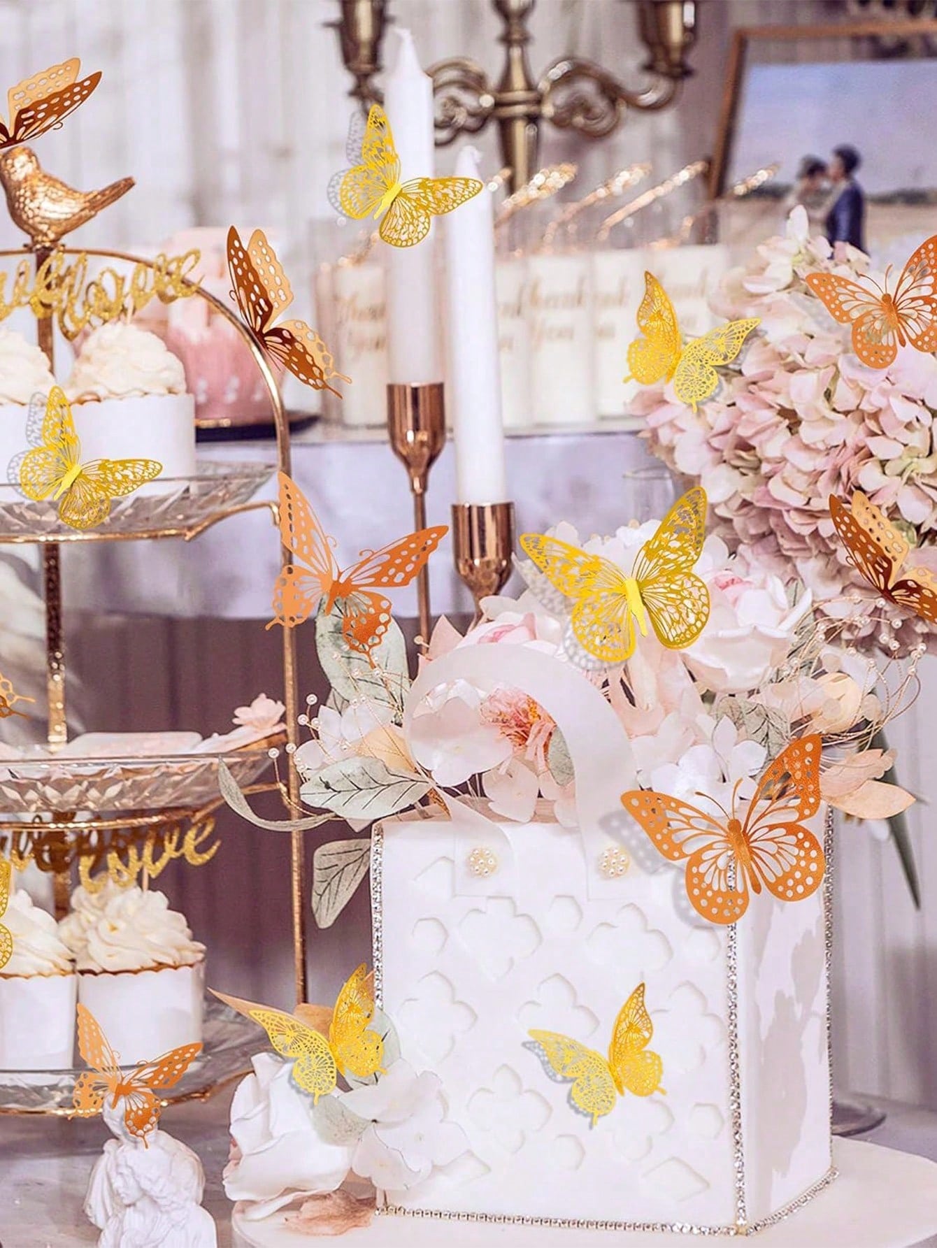 60pcs 3D Butterfly Wall Stickers, 4 Styles, 3 Sizes, Butterfly Birthday Decoration, Butterfly Party Decoration, Cake Decoration, Baby Room Decoration, Removable Stickers (Laser Engraved)