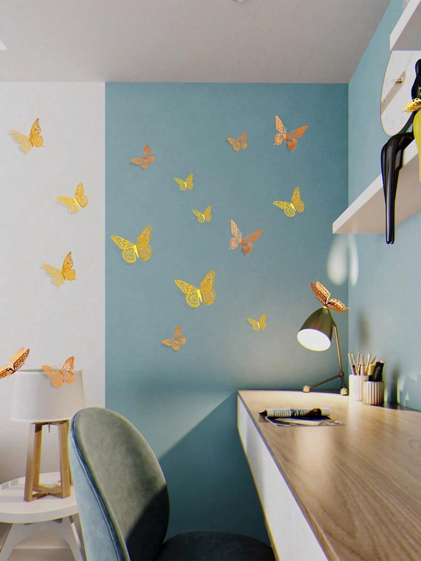 60pcs 3D Butterfly Wall Stickers, 4 Styles, 3 Sizes, Butterfly Birthday Decoration, Butterfly Party Decoration, Cake Decoration, Baby Room Decoration, Removable Stickers (Laser Engraved)