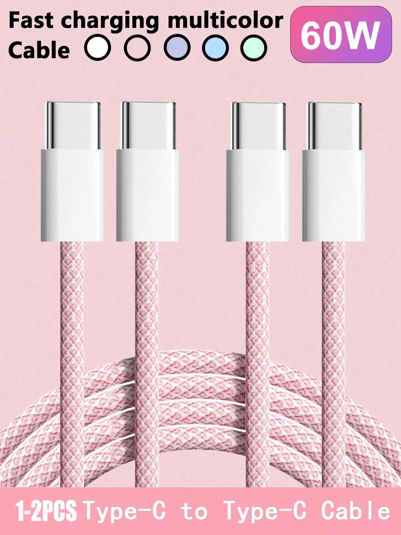 60W USB-C To Type-C Fast Charging Cable, [3.3ft/6.6ft/9.9ft] Nylon Braided Type-C Charging Data Cable, USB-C Power Cord, Compatible With IPhone 17/16/15 Pro Plus/Pro Max, Galaxy S25/S24/S23/S22, Pro/A