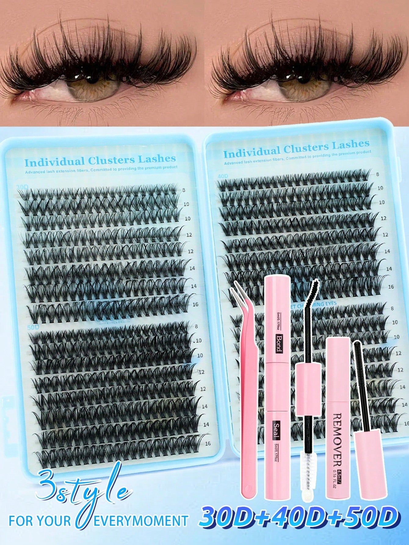 640 DIY Faux Mink Lash Clusters, D-Curl,8-16mm Mixed Lengths, Brightening Eyes For All Makeup. Pick Glue, Remover, Tweezers As Needed. Lightweight, Reusable & Cost-Effective, Beginner-Friendly For Dai