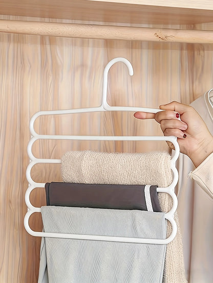 6pcs/3pcs/1pc 5-Tier Multi-Functional Clothes Hanger, Plastic Scarf Pants Organizer Hanger, Non-Slip Upgraded Design, Suitable For Tie, Scarf And Accessory Storage In Wardrobe Or Closet, Perfect Home