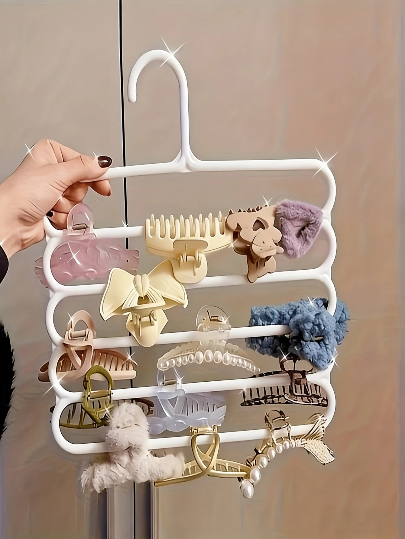 6pcs/3pcs/1pc 5-Tier Multi-Functional Clothes Hanger, Plastic Scarf Pants Organizer Hanger, Non-Slip Upgraded Design, Suitable For Tie, Scarf And Accessory Storage In Wardrobe Or Closet, Perfect Home