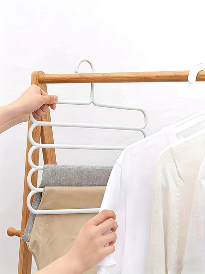 6pcs/3pcs/1pc 5-Tier Multi-Functional Clothes Hanger, Plastic Scarf Pants Organizer Hanger, Non-Slip Upgraded Design, Suitable For Tie, Scarf And Accessory Storage In Wardrobe Or Closet, Perfect Home