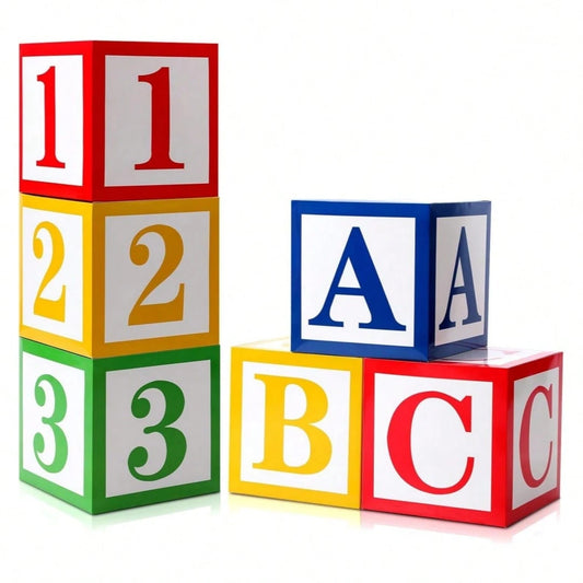 6pcs ABC 123 Cartoon Party Decorations, Street Party Decor, ABC Letter Balloon Box Inspired Cartoon Decor, Back To School Party, Graduation Birthday Photo Props, School Supplies, Dorm Decor